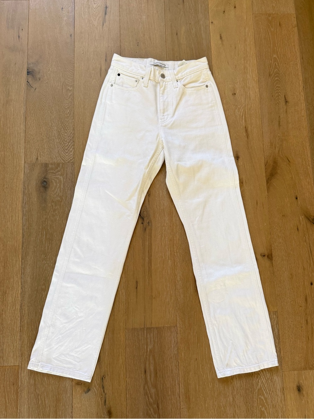 Calvin Klein white straight leg jeans